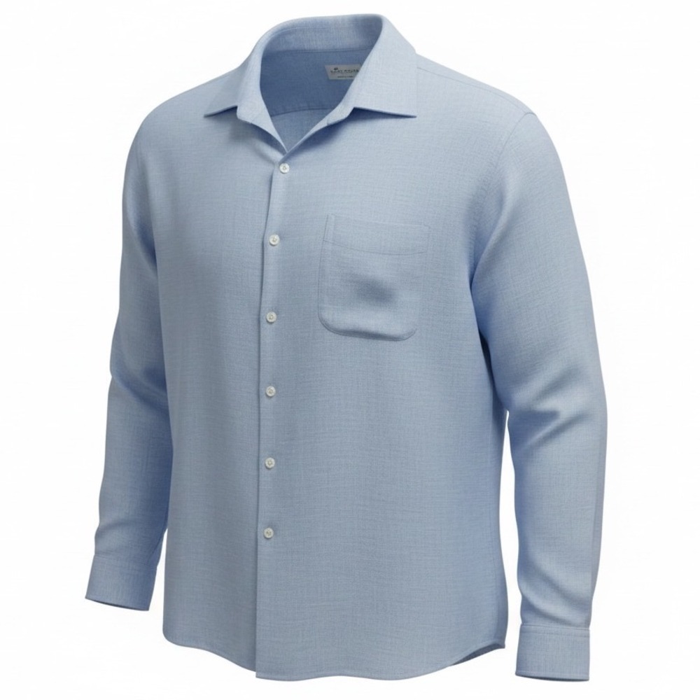 Peter Millar Crown Cool Mens XXL Light Blue 100% Linen Long Sleeve Shirt (S6)